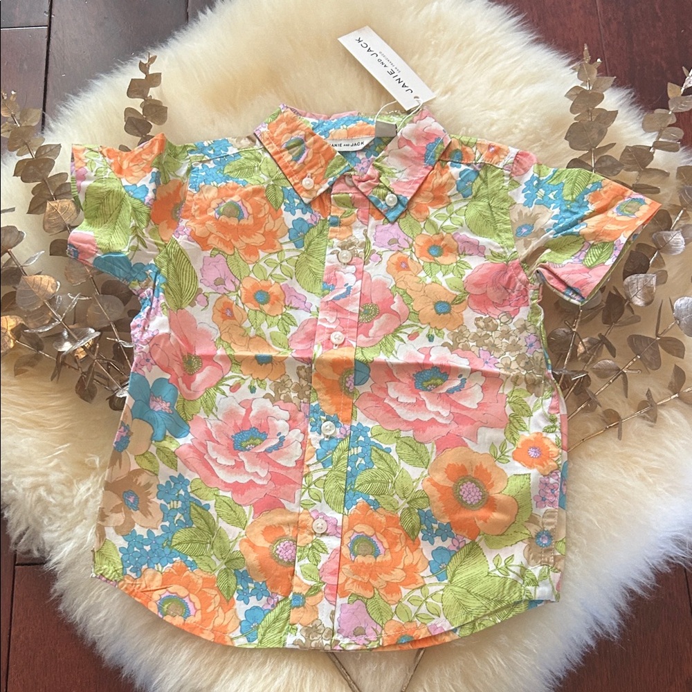Janie and Jack Multicolor Floral Button Down Shirt